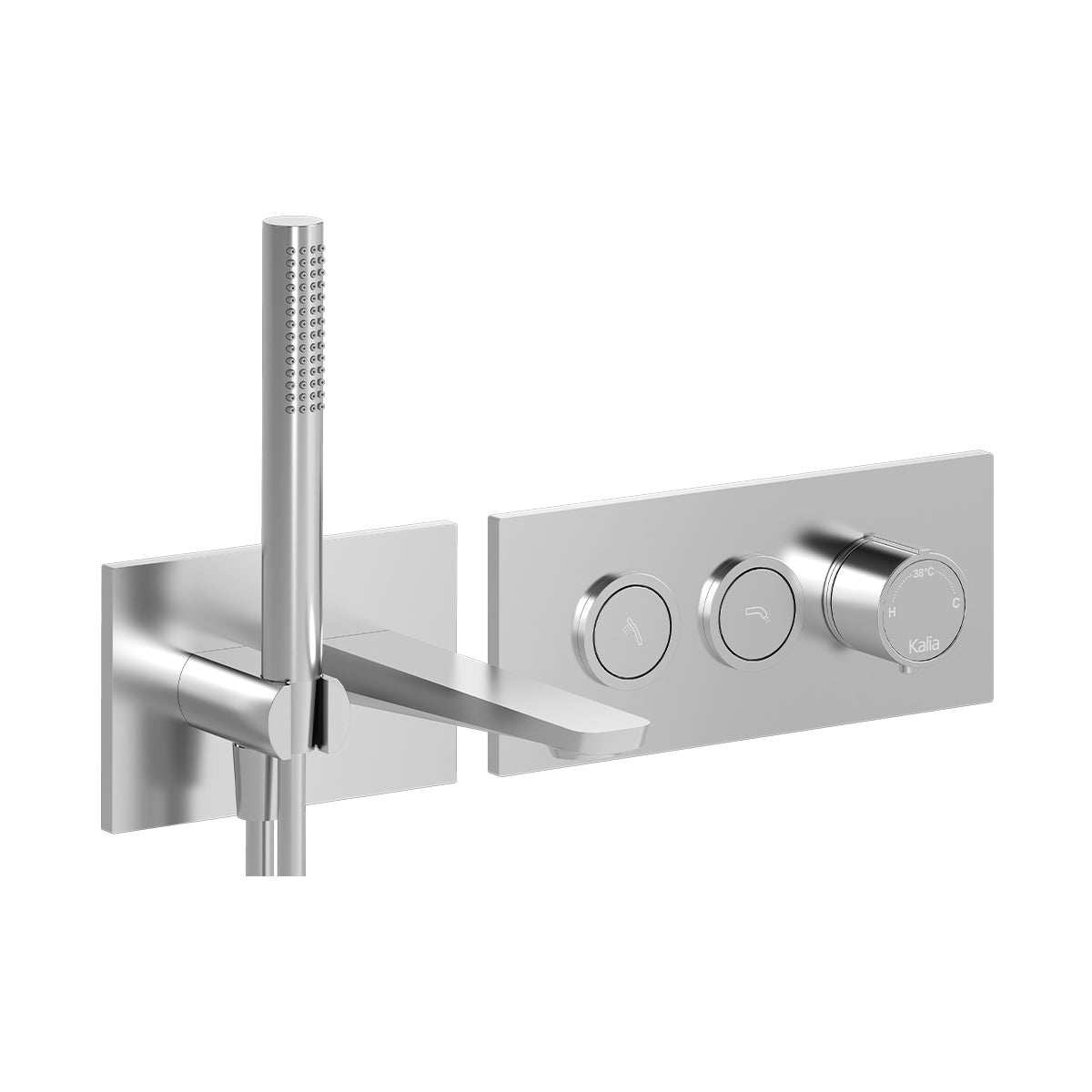 MOROKA™ Robinet Mural pour Baignoire avec Valve Thermostatique 1/2''de Type T/P AQUATONIK™ à Boutons-Poussoirs 2 Voies Chrome