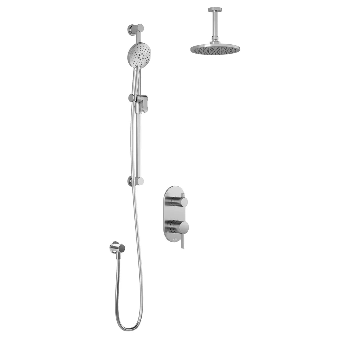 RoundOne™ PB4 (Valve Not Included): Pressure-Balanced Shower System with 2-Way Selector and ½ NPT Connection with Vertical Arm