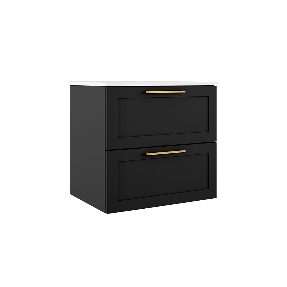 Rhythm 24-inch wall-mounted vanity with two drawers - Matte Black