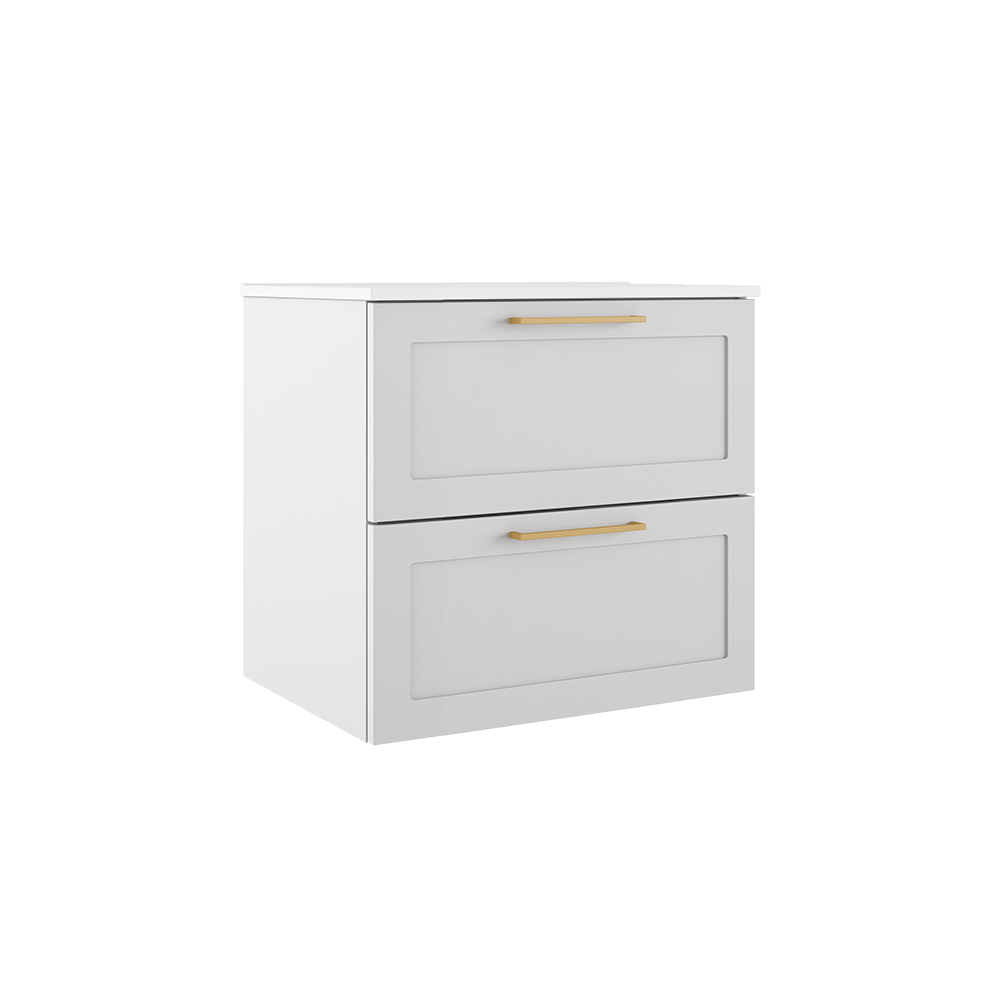 Meuble-lavabo mural Rhythm 24 po à deux tiroirs - Blanc mat