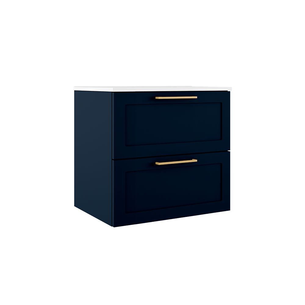 Rhythm 24-inch Wall-Mounted Vanity with Two Drawers - Navy Blue