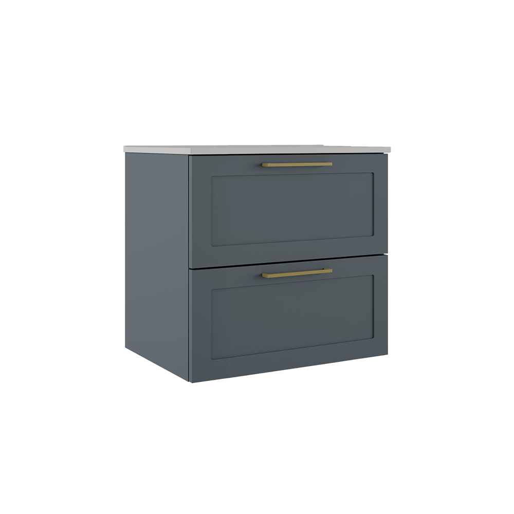 Rhythm 24-inch Wall-Mounted Vanity with Two Drawers - Steel Blue
