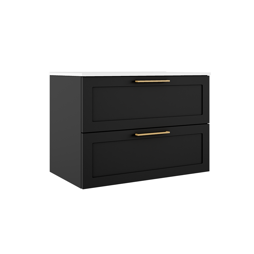Rhythm 31-inch wall-mounted vanity with two drawers - Matte Black