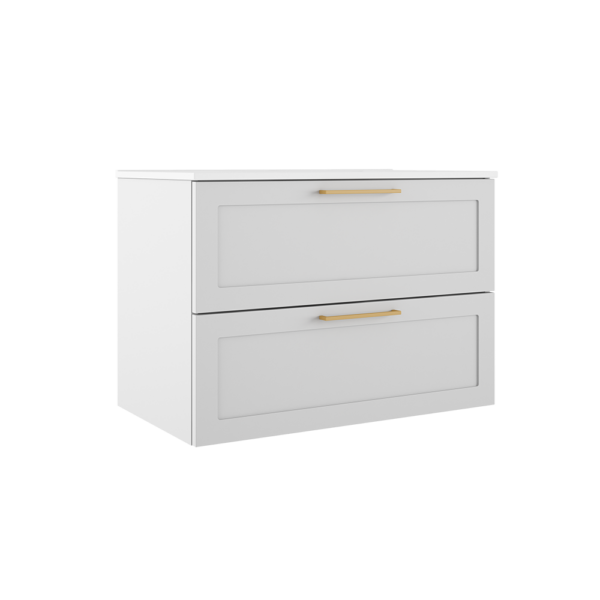 Rhythm 31-inch wall-mounted vanity with two drawers - Matte white