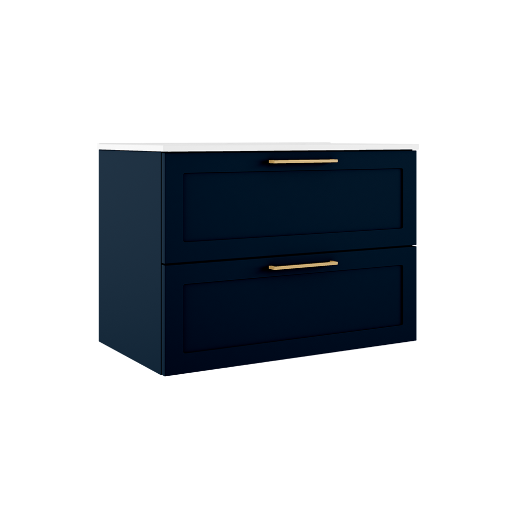 Meuble-lavabo mural Rhythm 31 po à deux tiroirs - Bleu marine