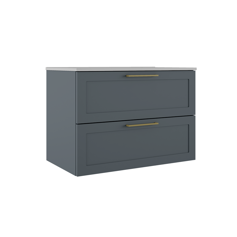 Meuble-lavabo mural Rhythm 31 po à deux tiroirs - Bleu acier