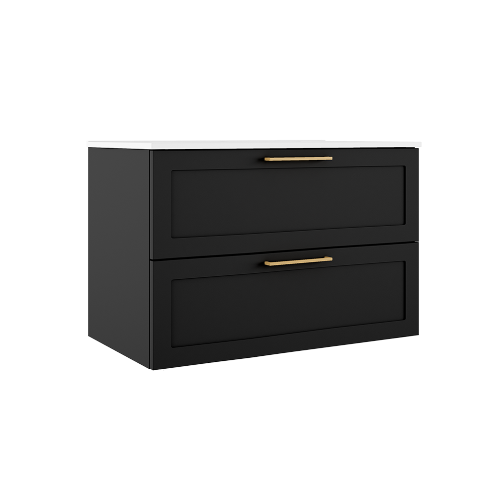 Rhythm 36-inch wall-mounted vanity with two drawers - Matte Black