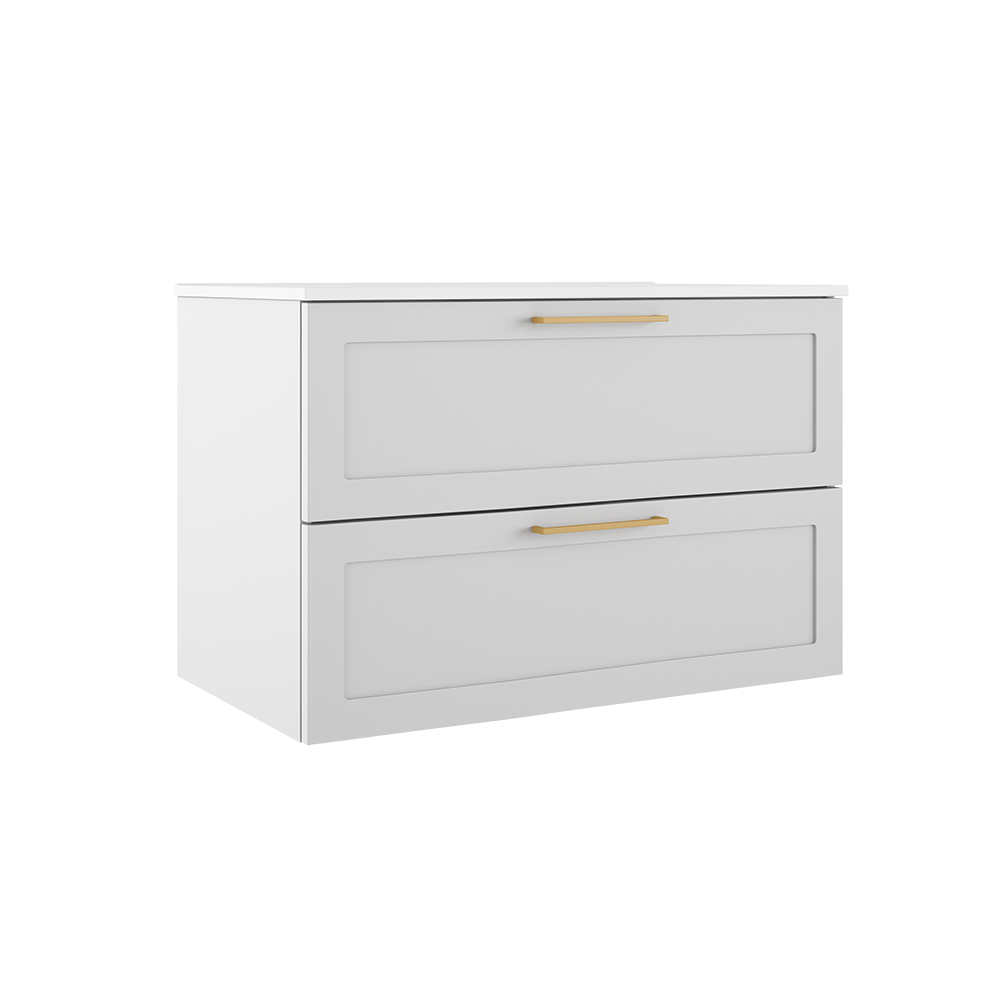 Meuble-lavabo mural Rhythm 36 po à deux tiroirs - Blanc mat