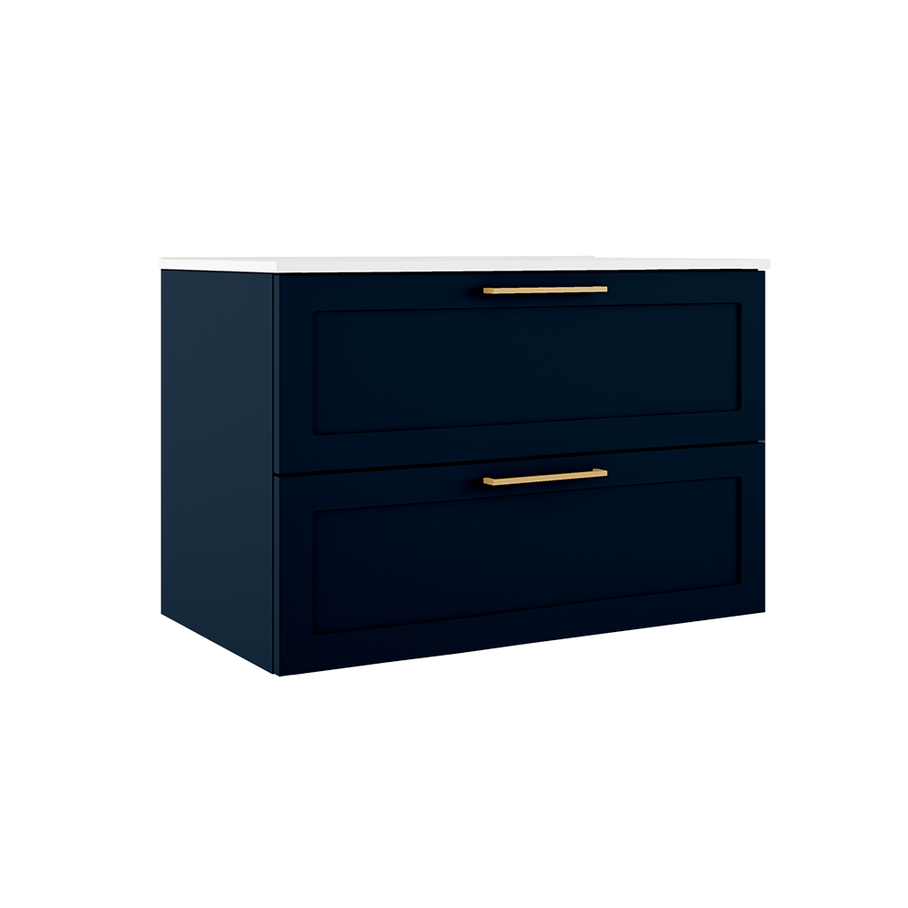 Rhythm 36" Wall-Mounted Vanity with Two Drawers - Navy Blue