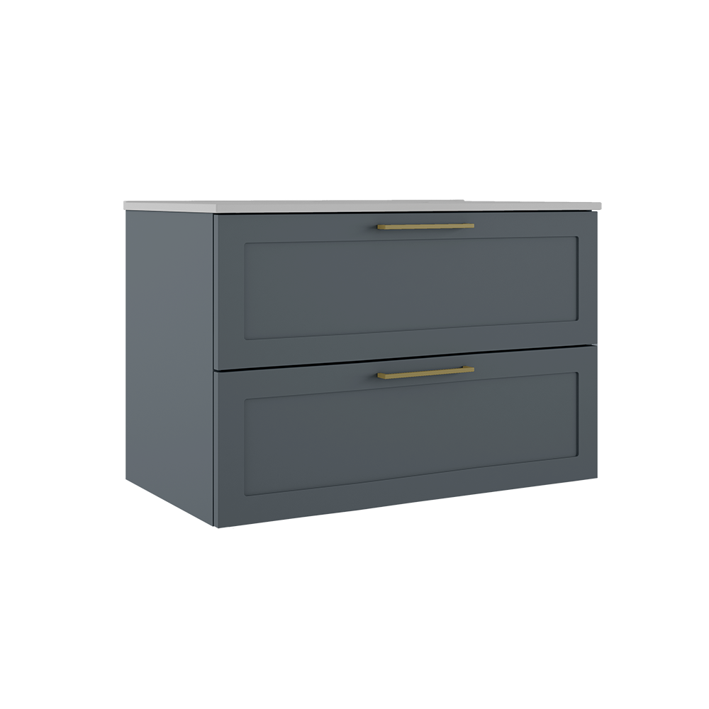 Rhythm 36-inch wall-mounted vanity with two drawers - Steel Blue