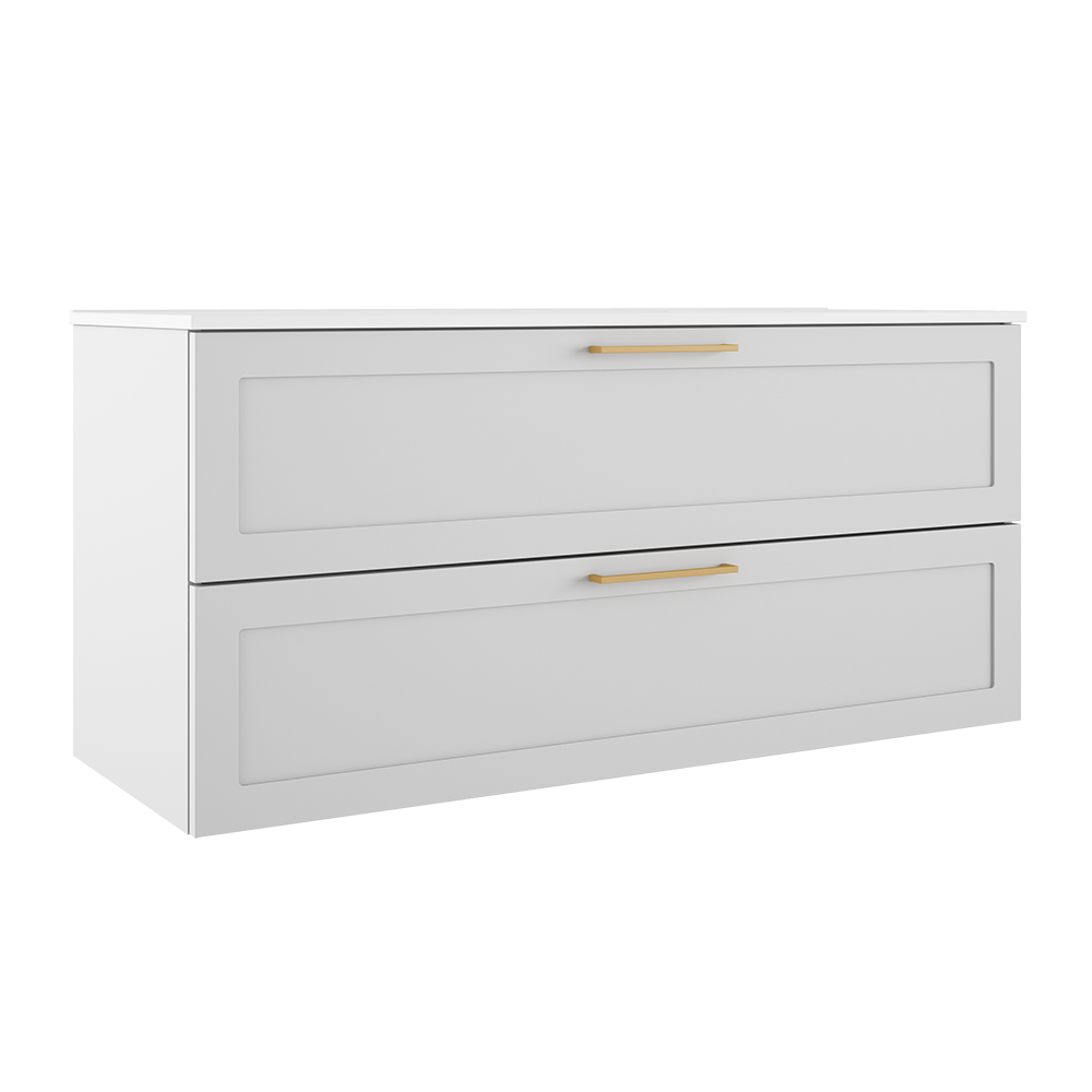 Meuble-lavabo mural Rhythm 48 po à deux tiroirs - Blanc mat