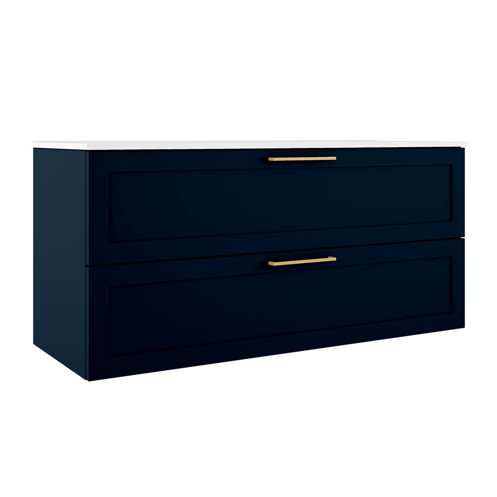 Meuble-lavabo mural Rhythm 48 po à deux tiroirs - Bleu marine