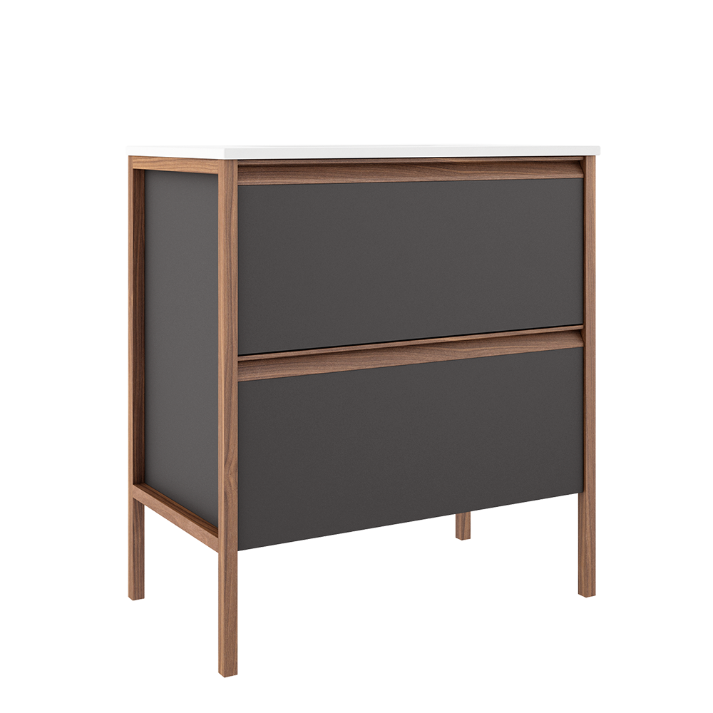 Tempo 31-inch freestanding vanity with two drawers - Ash Grey