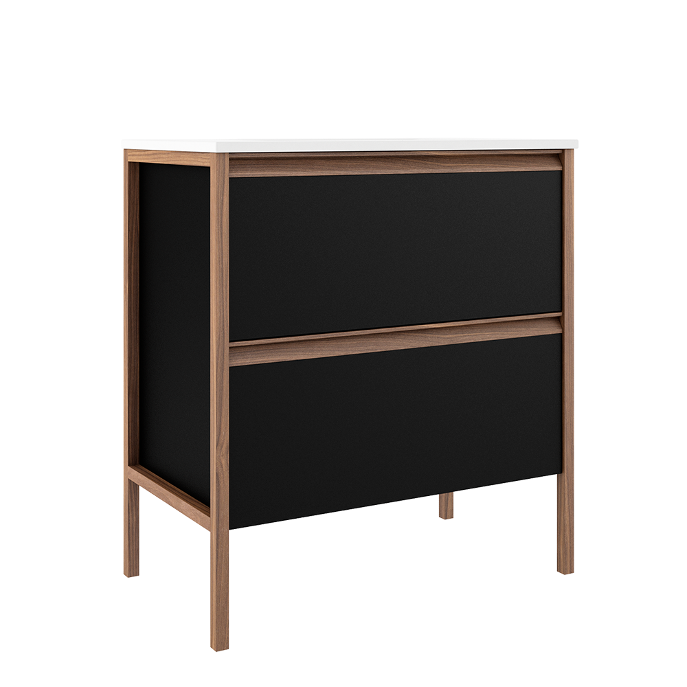 Meuble-lavabo autoportant Tempo 31 po à deux tiroirs – Noir mat