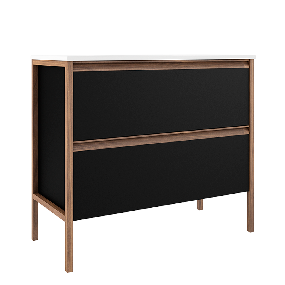 Meuble-lavabo autoportant Tempo 36 po à deux tiroirs – Noir mat