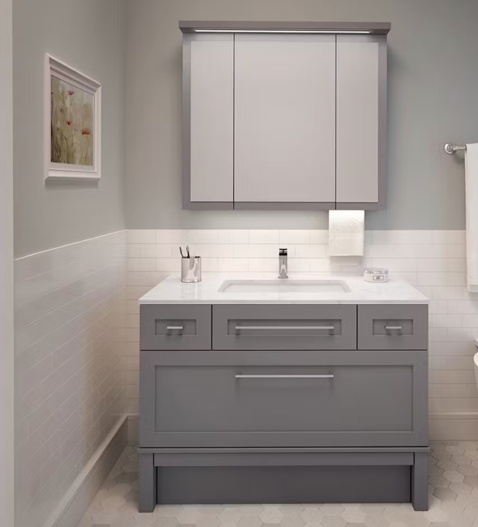 NEOLITO TRANSITIONAL freestanding vanity. Several sizes and finishes are available for these vanities. Price available in store.