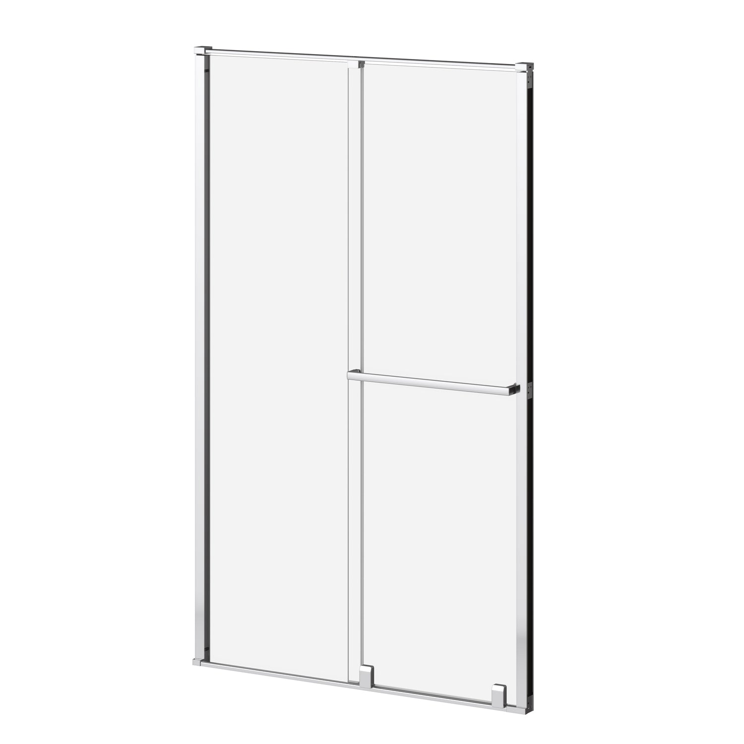BALANCIA (Boite 1 de 2) Porte de Douche Coulissante Verre Duraclean 48''x79'' - Panneau Fixe pour Installation en Alcôve (Réversible) Chrome Brillant