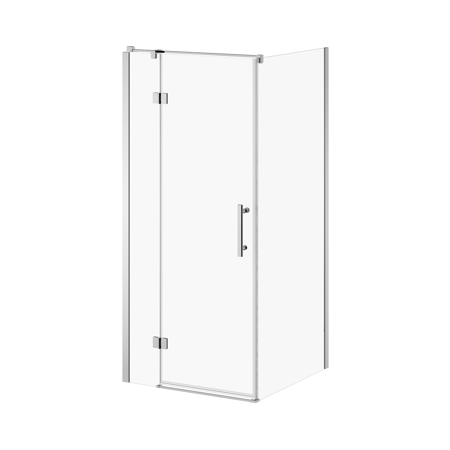 ENKEL™ Porte de Douche à Pivot 36''x36''x74'' 6mm à 2 Panneaux avec Panneau de Retour pour Installation en Coin (Réversible) Chrome Verre Clair