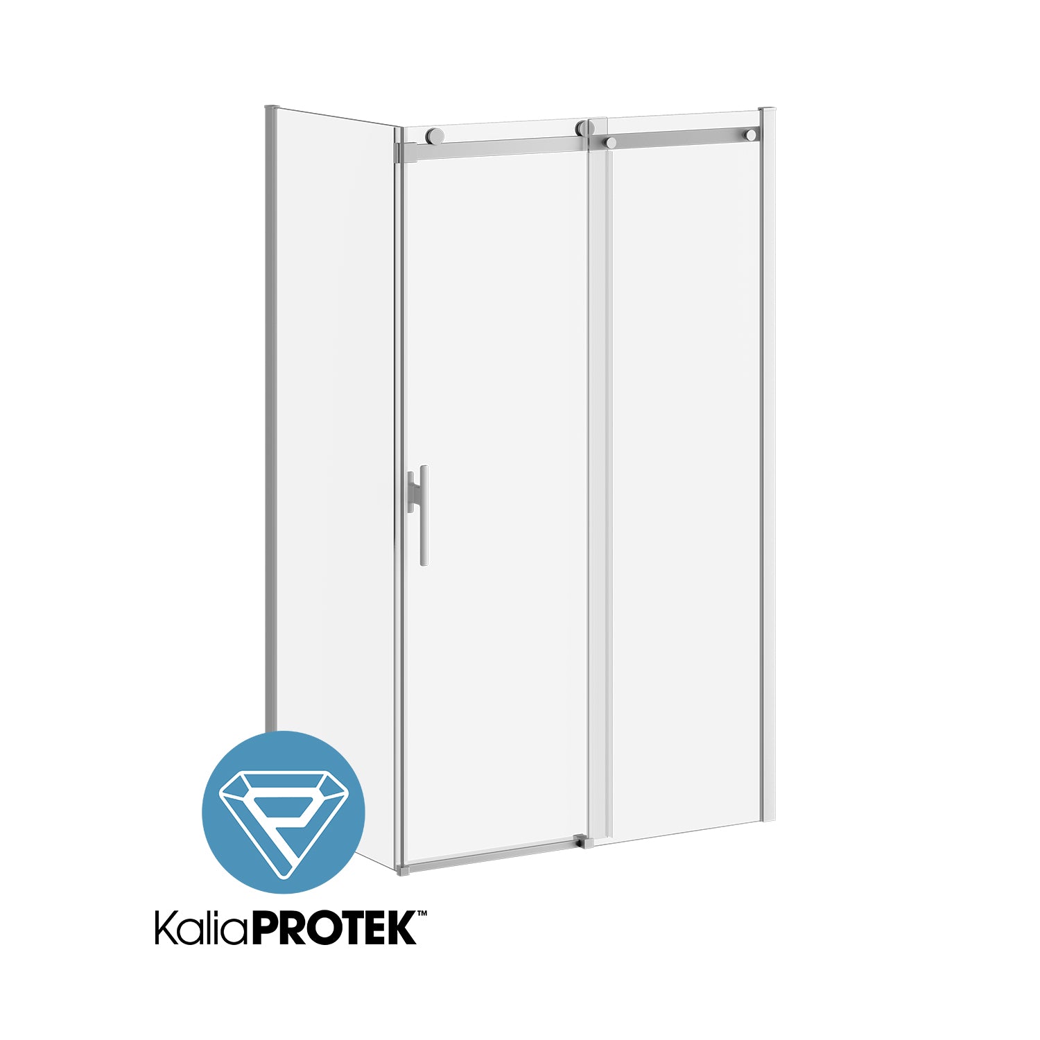 KONCEPT EVO avec KaliaProtek™ Panneau de Retour Verre Duraclean avec Film Protecteur 32''x77'' pour Installation de Coin (Réversible) Nickel Pur
