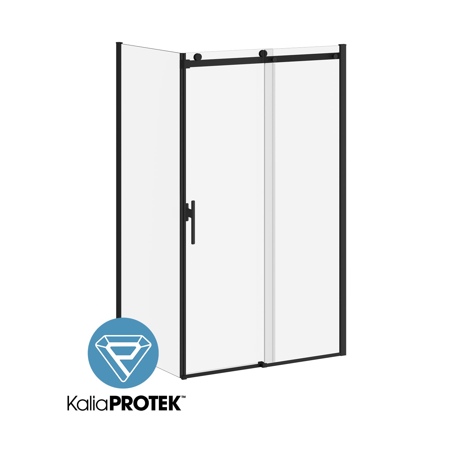KONCEPT EVO avec KaliaProtek™ Panneau de Retour Verre Duraclean avec Film Protecteur 36''x77'' pour Installation de Coin (Réversible) Noir Mat