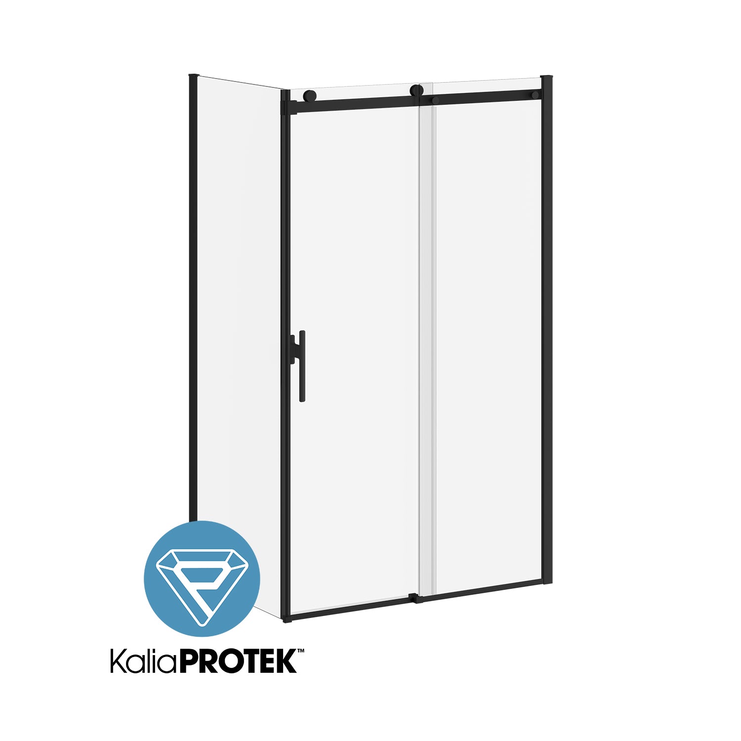 KONCEPT EVO avec KaliaProtek™ Panneau de Retour Verre Duraclean avec Film Protecteur 32''x77'' pour Installation de Coin (Réversible) Noir Mat
