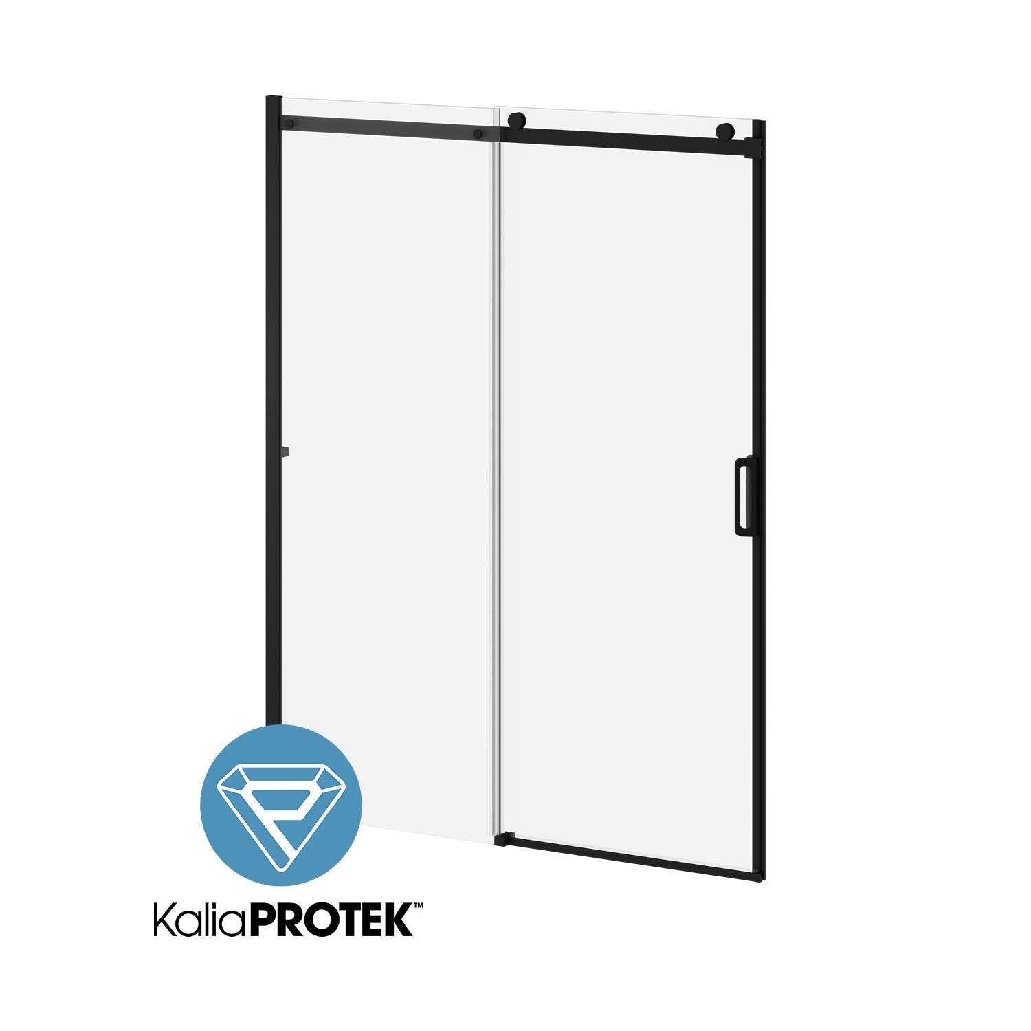 K3™ with KaliaProtek™ (2 of 2) 60"x77" Sliding Alcove Shower Door - Fixed Panel (Reversible) Matte Black Clear Glass