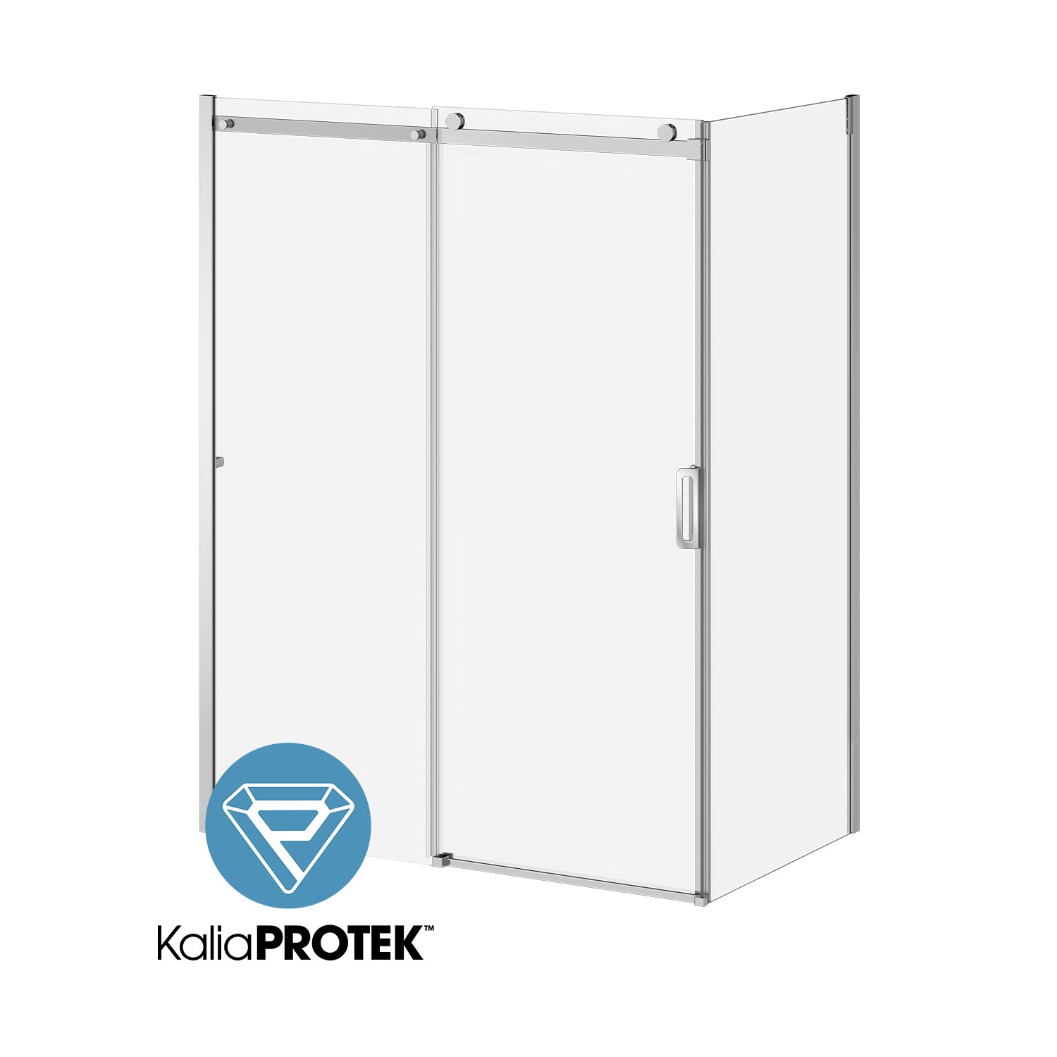 K3™ with KaliaProtek™ 36"x77" Return Panel (Reversible) Chrome Clear Glass with Film