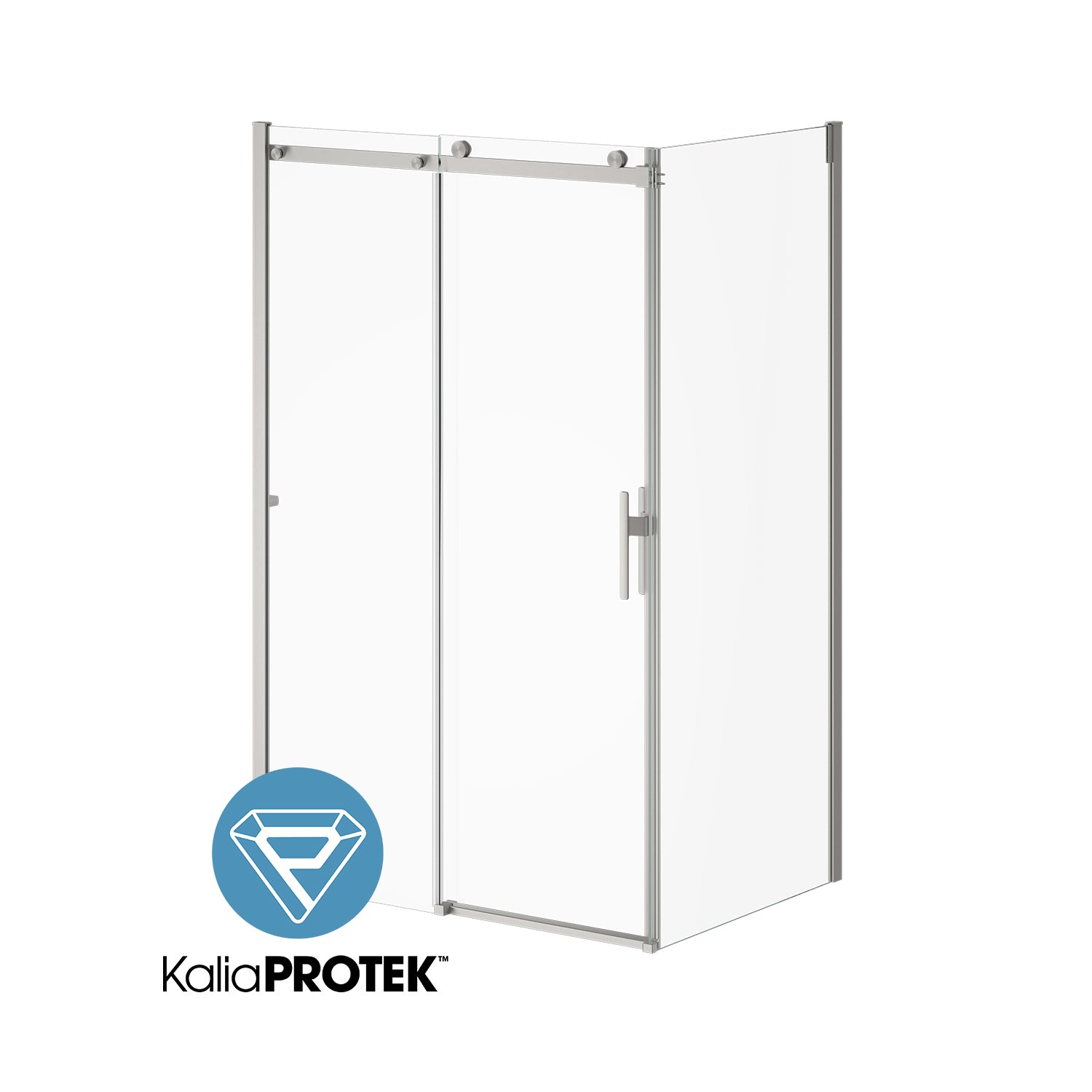 KONCEPT EVO avec KaliaProtek™ Panneau de Retour Verre Duraclean avec Film Protecteur 36''x77'' pour Installation de Coin (Réversible) Nickel Pur