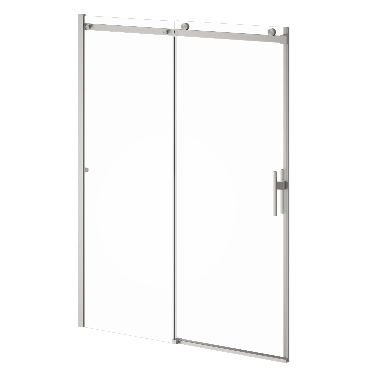 KONCEPT EVO avec KaliaProtek™ Porte de Douche Coulissante Verre Duraclean avec Film Protecteur - Panneau Fixe 60''x77'' pour Installation en Alcôve (Réversible) Nickel Pur
