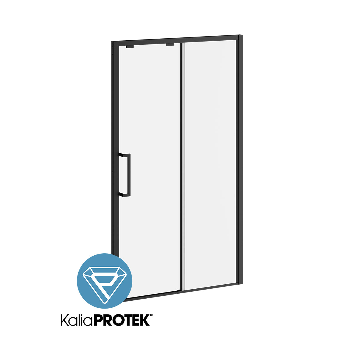 IKONIK avec KaliaProtek™ Porte de Douche Coulissante Verre Duraclean avec Film Protecteur 48''x79'' avec Panneau Fixe et Panneau Mobile pour Installation en Alcôve (Ouverture à Gauche) Noir Mat