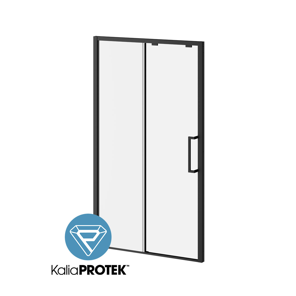 IKONIK avec KaliaProtek™ Porte de Douche Coulissante Verre Duraclean avec Film Protecteur 48''x79'' avec Panneau Fixe et Panneau Mobile pour Installation en Alcôve (Ouverture à Droite) Noir Mat