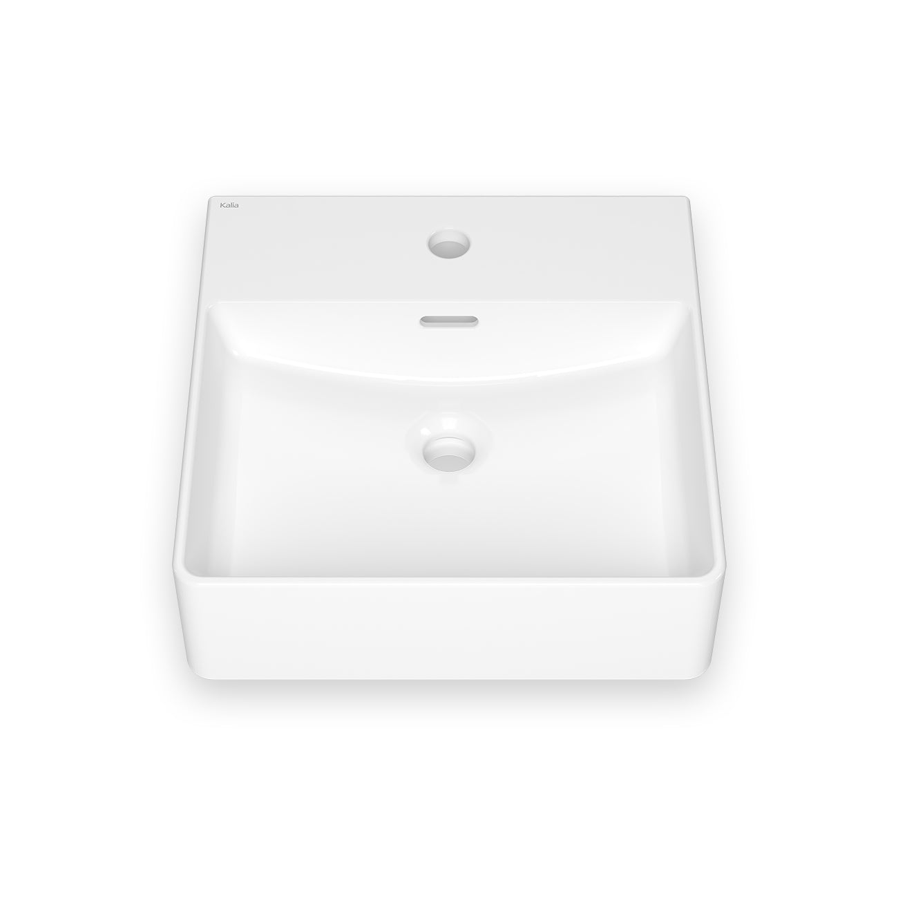 URBA Lavabo Carré en Porcelaine avec Revêtement Neopur avec Plage de Robinetterie pour Installation Déposée ou Mural Blanc
