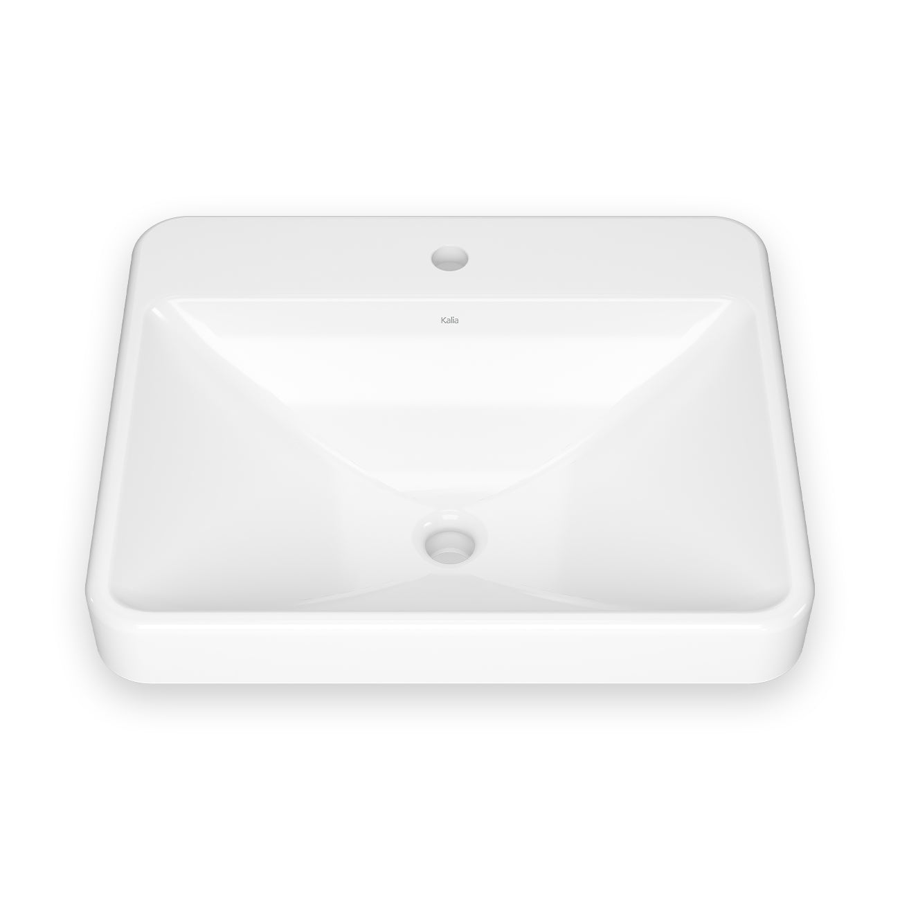 KOSLA Lavabo Rectangle en Porcelaine avec Revêtement Neopur et Plage de Robinetterie pour Installation Encastrée Blanc