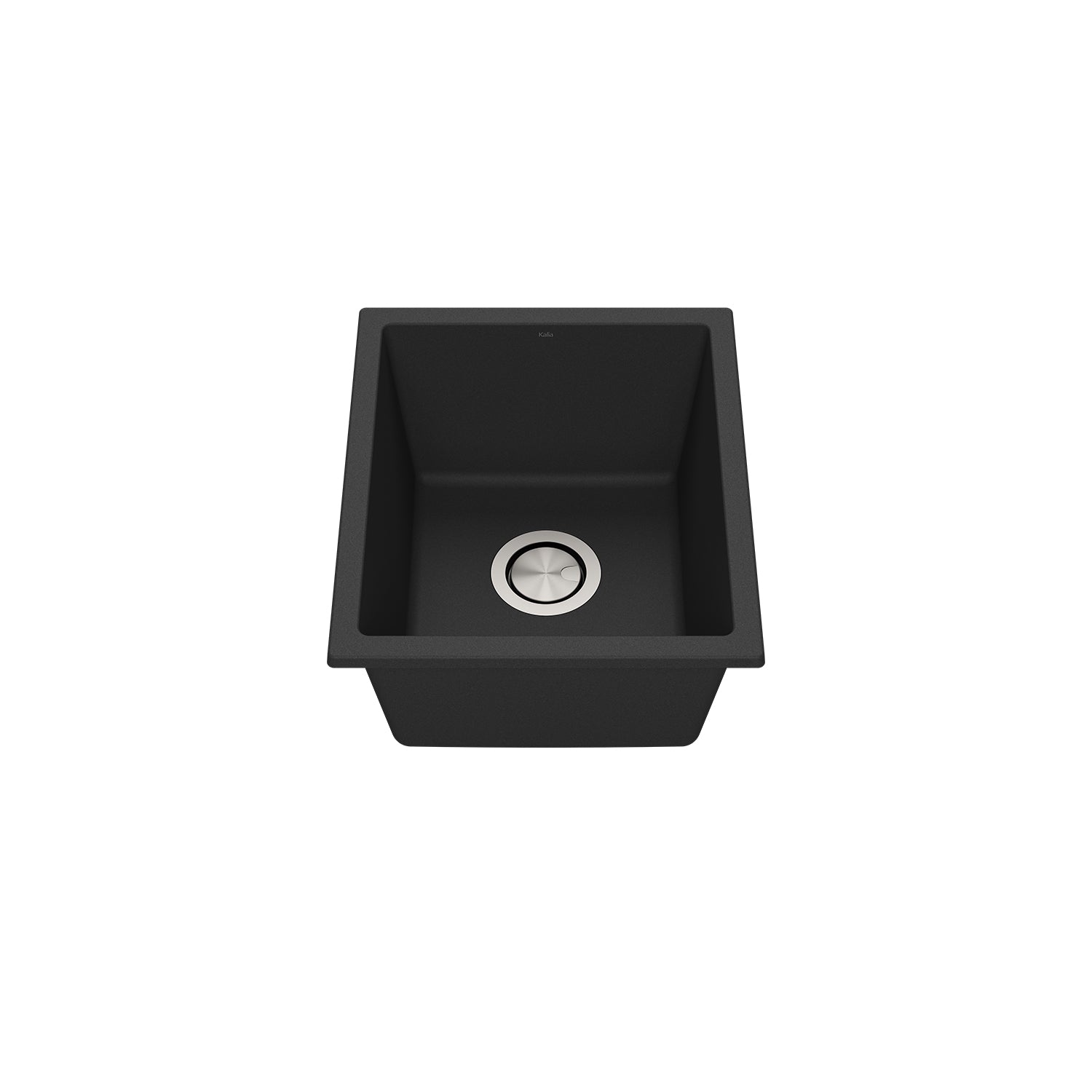 BACIA 15 Granistone 15" Bar Sink with Stainless Steel Drain for Undermount or Drop-In Installation, Onyx Black