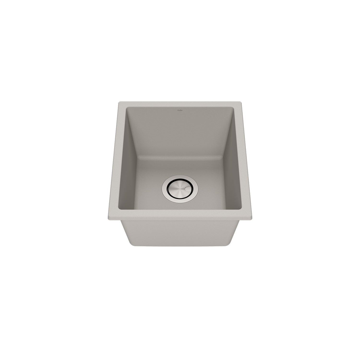 BACIA 15 Granistone 15" Bar Sink with Stainless Steel Drain for Undermount or Drop-In Installation, Pebble Grey