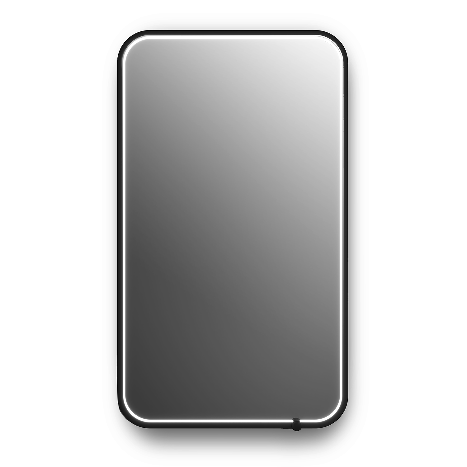 NOX Miroir Rectangle Coin Arrondie à Éclairage DEL 22 x 38 Avec Interrupteur Tactile pour Contrôle de Température de Couleur - Noir