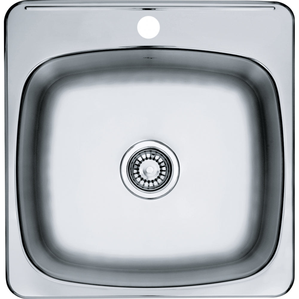 Reginox Single Bowl Inset Stainless Steel Kitchen Sink with 1 Faucet Hole, 20.13" x 20.56".