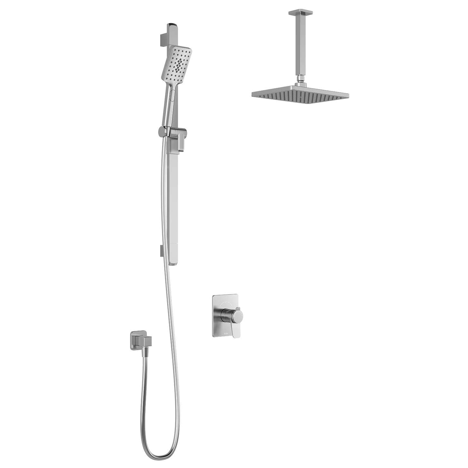 MOROKA™ TCD1 (Valve Non Incluse) : Système de Douche T/P AQUATONIK™ Coaxiale avec Bras Vertical Chrome