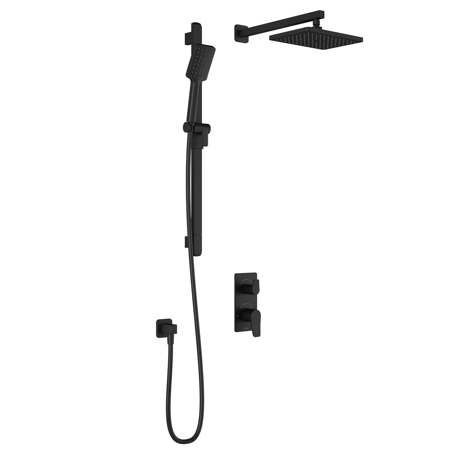 MOROKA™ TD2 : Système de Douche T/P AQUATONIK™ et Sélecteur avec Bras Mural Noir Mat