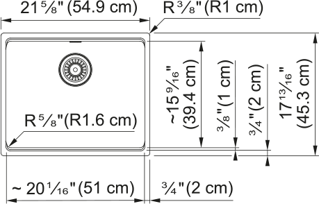 Franke Maris 21.63 in x 17.81 in Sink – Matte Black Granite, Undermount