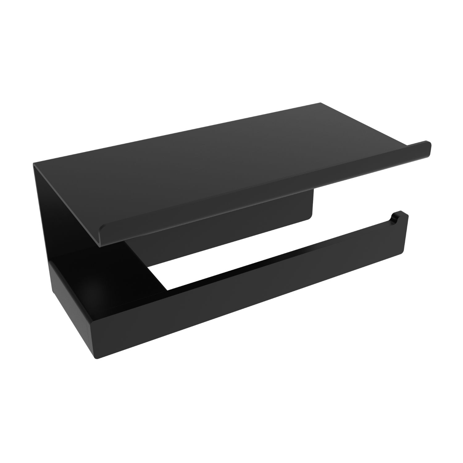 Cinder toilet paper holder with shelf - Matte black