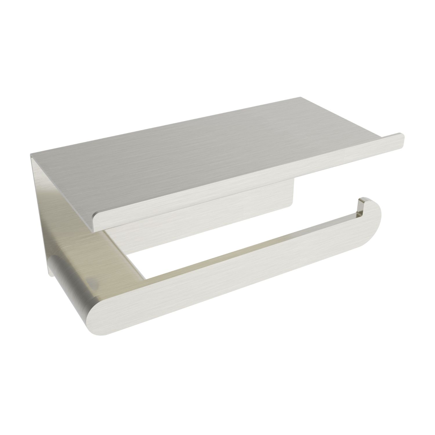 Porte-papier toilette Flow avec étagère - Nickel brossé