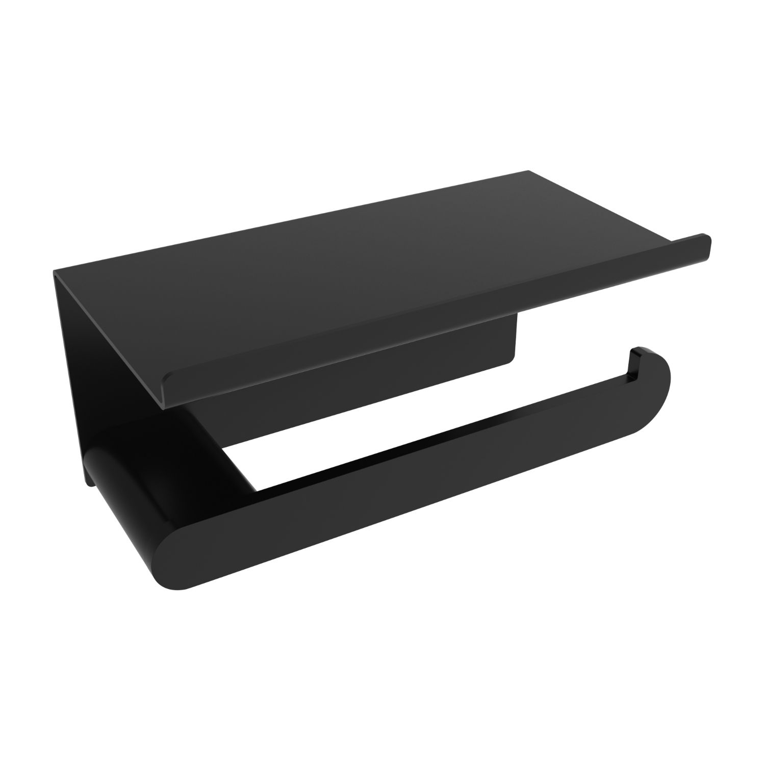 Porte-papier toilette Flow avec étagère - Noir mat