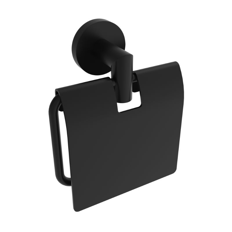 Porte-papier toilette Summit avec couvercle - Noir mat