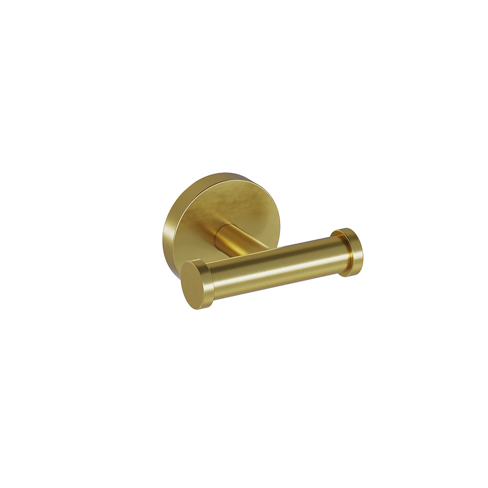 Lava Double Towel Hook - Brushed Gold PVD