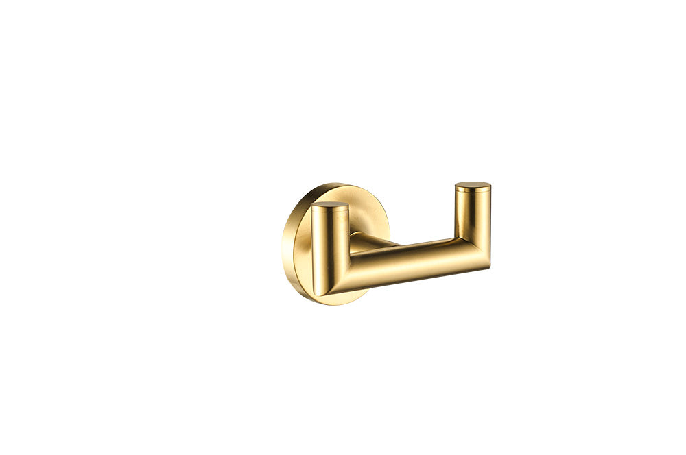 Glow Double Towel Hook - Brushed Gold PVD
