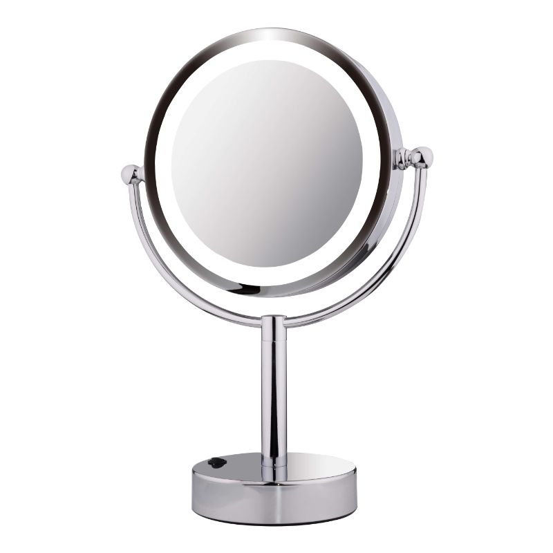 8.5" Double-Sided Illuminated Freestanding Mirror - Chrome