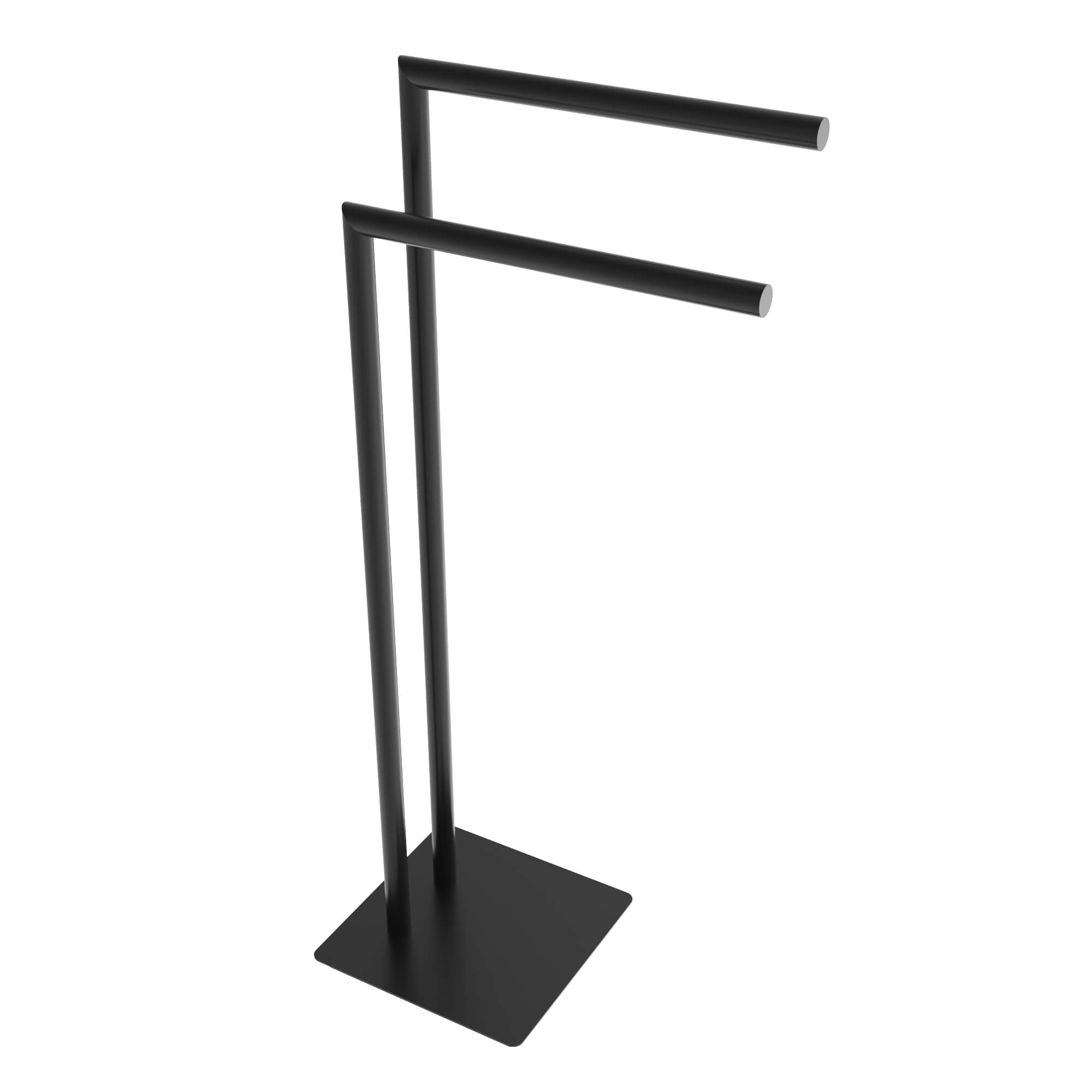 Porte-serviettes double rond autoportant - Noir mat