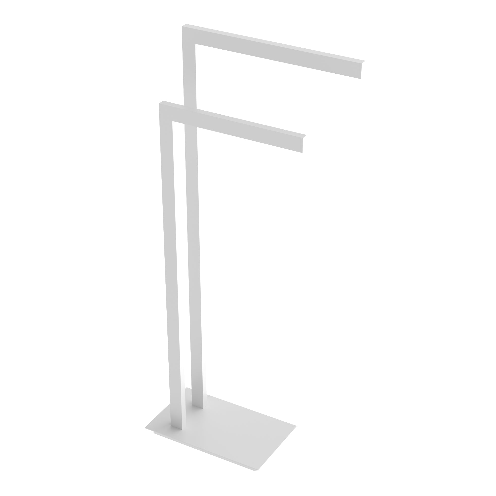 Freestanding square double towel rack - Matte white