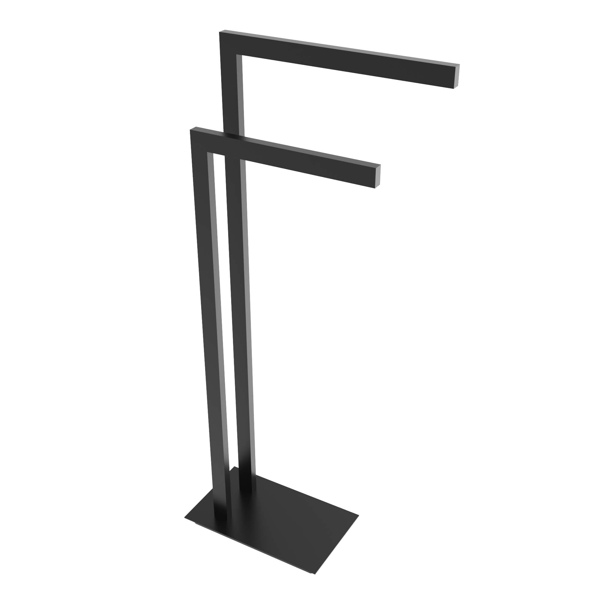 Freestanding square double towel rack - Matte black